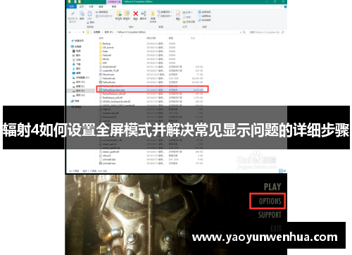 辐射4如何设置全屏模式并解决常见显示问题的详细步骤
